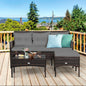 Patio 3PCS Rattan Furniture Set 3-Seat Sofa Cushioned Table Garden Gray