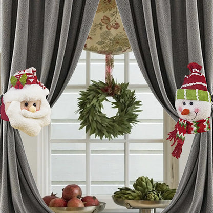 Christmas Curtain Clips Santa Snowman