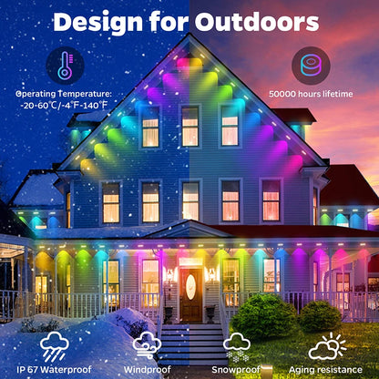 300FT 180LED Permanent Eaves LED Lights Outdoor Waterproof String Lights