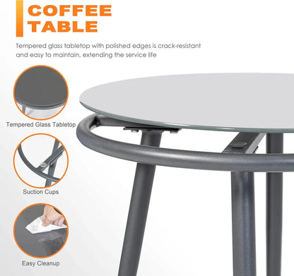 3 Piece Outdoor Bistro Set, Woven Rope Conversation Patio Set