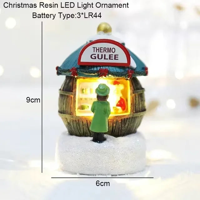 Christmas LED House Pine Needles Snow Christmas Snowman