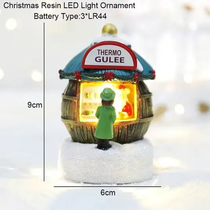Christmas LED House Pine Needles Snow Christmas Snowman