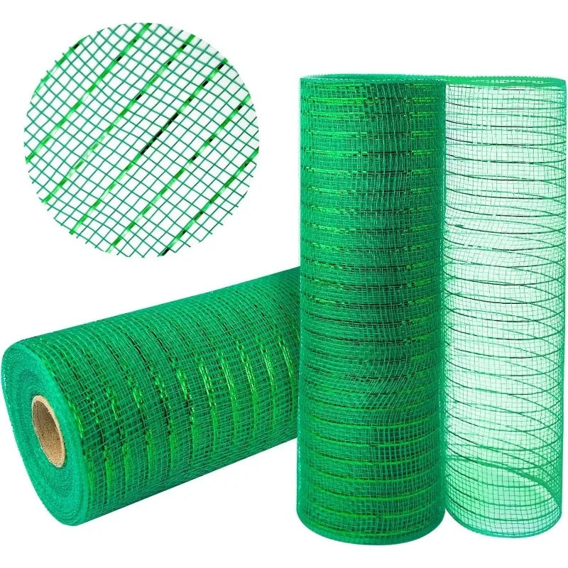 Golden Grid Ribbon Christmas Tree Decoration Mesh Tulle Roll