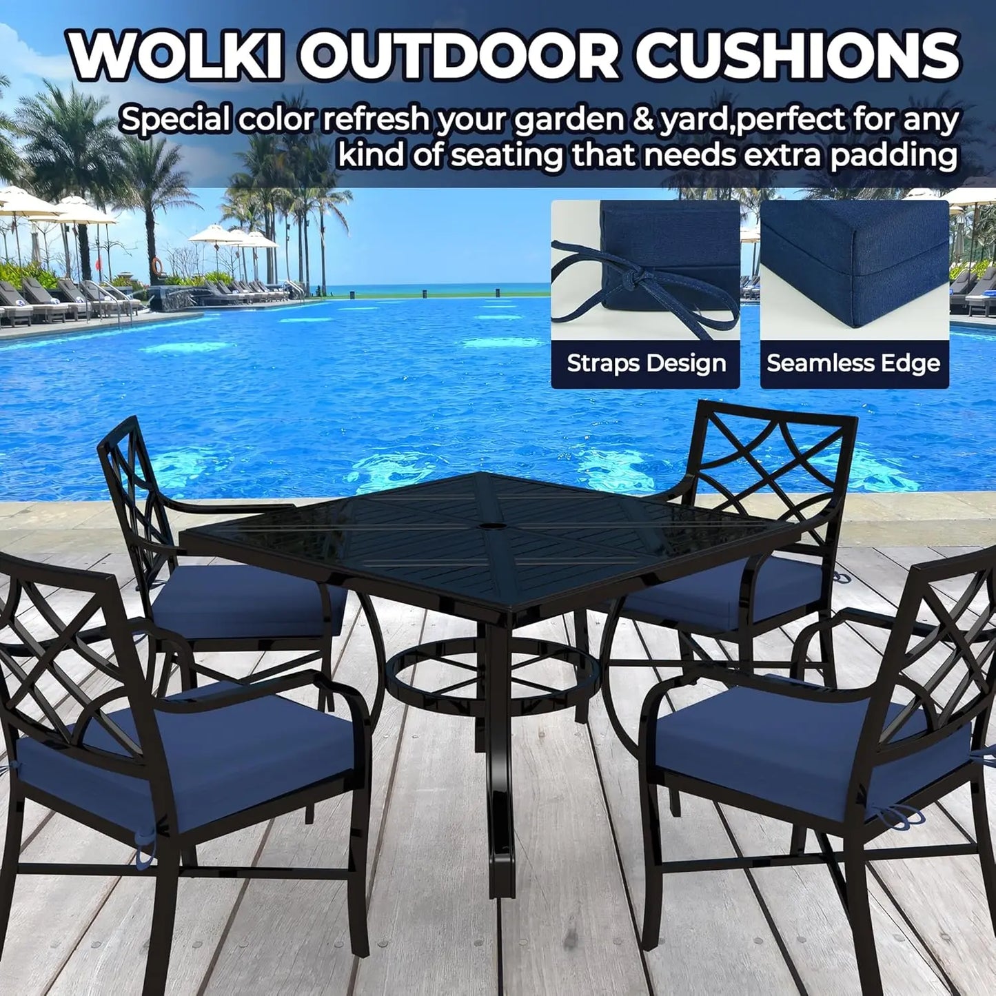 Outdoor Cushions for Patio Furniture Set of 4, 18.5 x 16 x 3