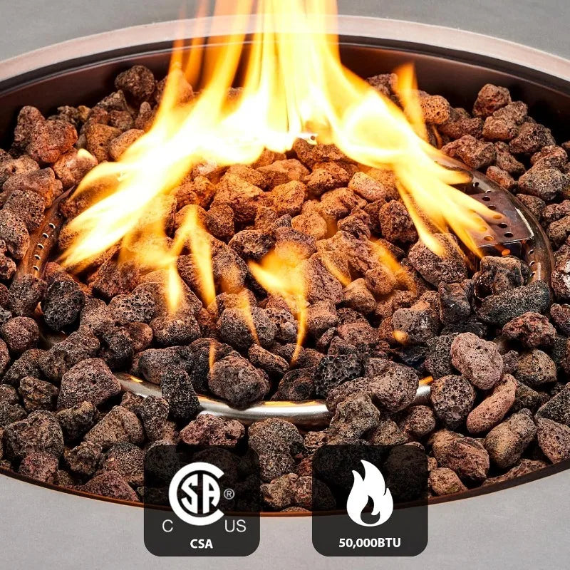 Propane Fire Pit Table with Tank Cover Wind Guard, 3 Pieces Morden Gas Fire Pits for Outside Patio w/Squ