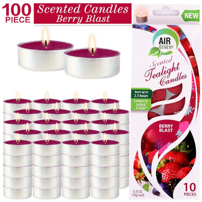 Air Fusion 100 Count Tea Lights Candles Burgundy Berry Blast Scented 2.5 Hours