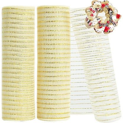 Golden Grid Ribbon Christmas Tree Decoration Mesh Tulle Roll