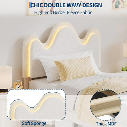 TWIN Size Princess Bed Frame, Upholstered with Flower Headboard