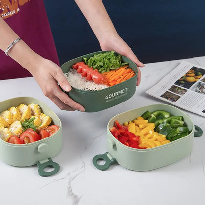 box lunch box, stackable 3-layer food container