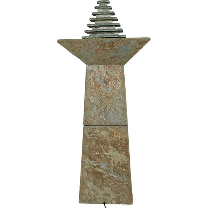 40-inch Slate Outdoor Water Fountain - with LED Lights for Patio, Deck