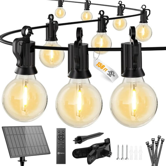 77 LED Solar String Lights Shatterproof Bulbs with Remote Dimmable Timer