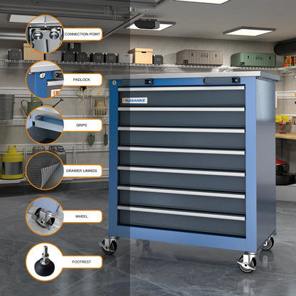 7-Drawer Rolling Tool Chest Toolbox,with 360° Lockable Wheels