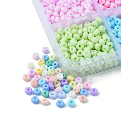1Box of 15 Grids 4mm Macaroon Color Series Beads Regular Shape