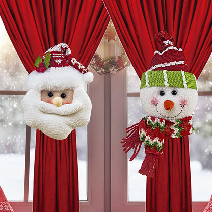 Christmas Curtain Clips Santa Snowman