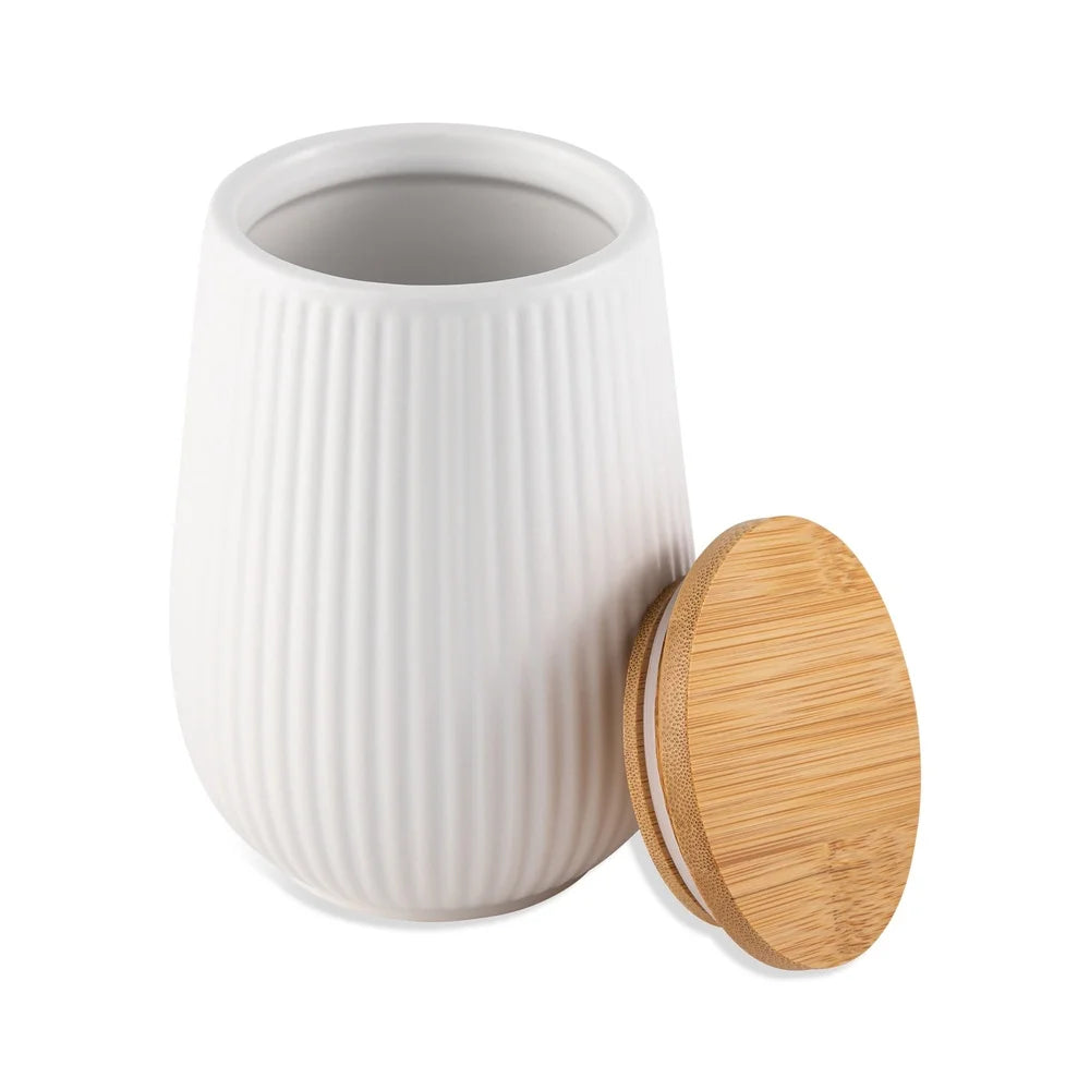 Ceramic Kitchen Canister with Bamboo Lid Airtight Seal