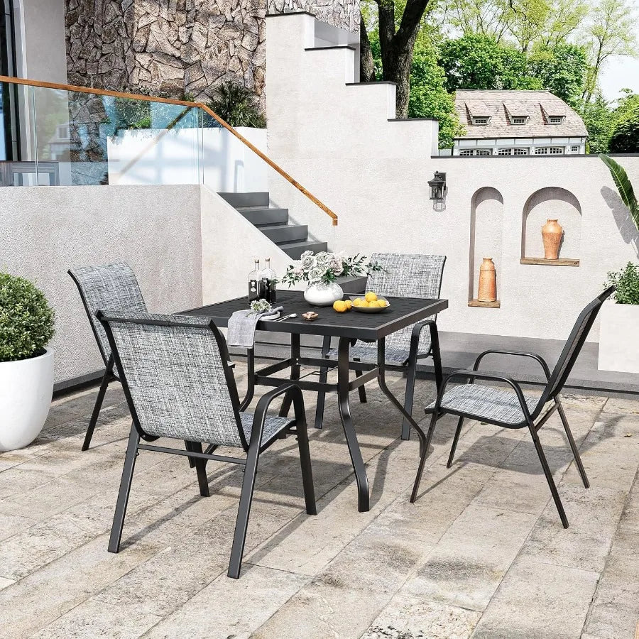 Patio Chairs Set of 6 Stackable Outdoor Dining Chairs