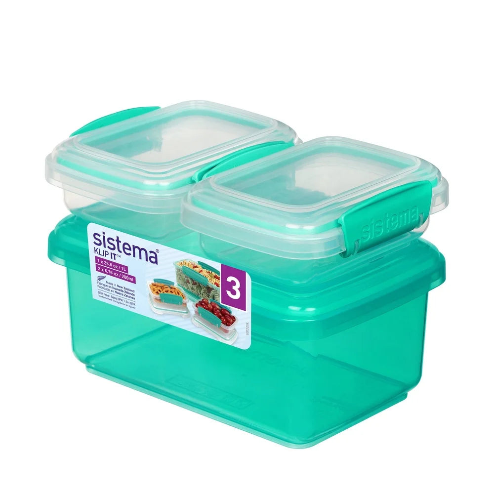 Klip IT Plastic Food Storage Containers Set of 3