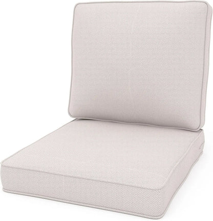 Outdoor Chair Cushions, 24" x 23" High-Density Foam Deep Seat Patio Cushions with Olefin Fabric & Removable Zipper Cover- Beige