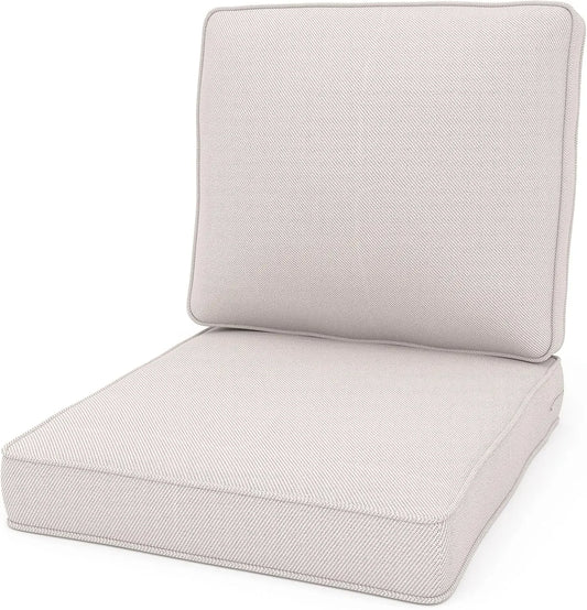 Outdoor Chair Cushions, 24" x 23" High-Density Foam Deep Seat Patio Cushions with Olefin Fabric & Removable Zipper Cover- Beige