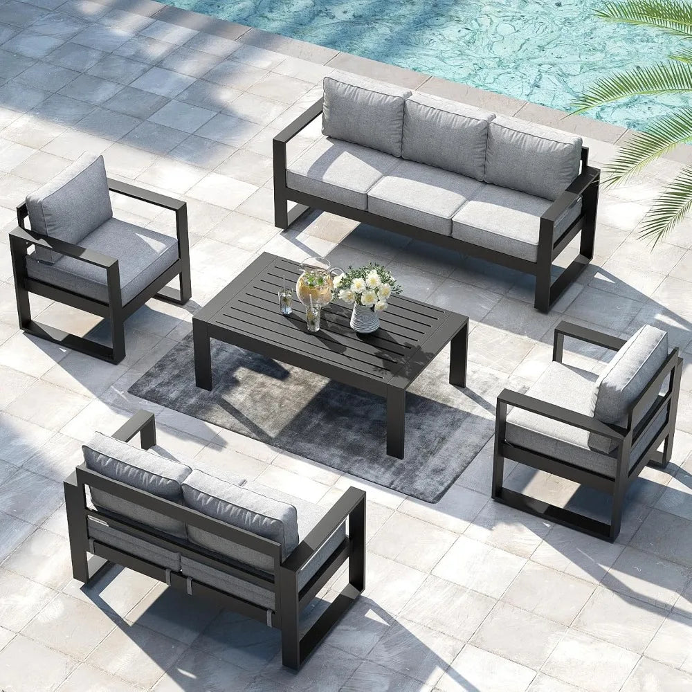 , Metal Modern Armchair Set of 2 with Washable Thick Cushions