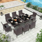 10 Piece Outdoor Dining Set, Rattan 8 Chairs,Patio Dining Table and Chairs w/Cushions