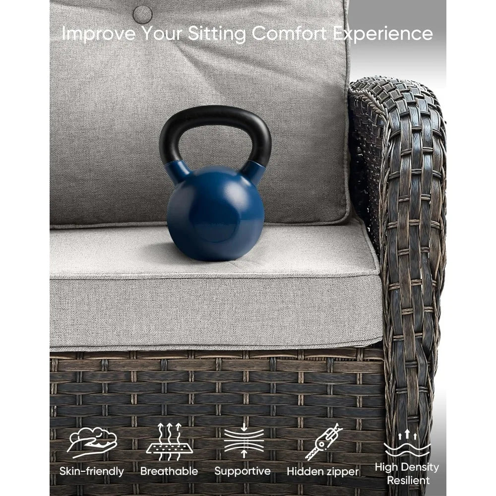 3 Pieces  360 Degree Wicker Swivel Rocking Chairs and Side Table