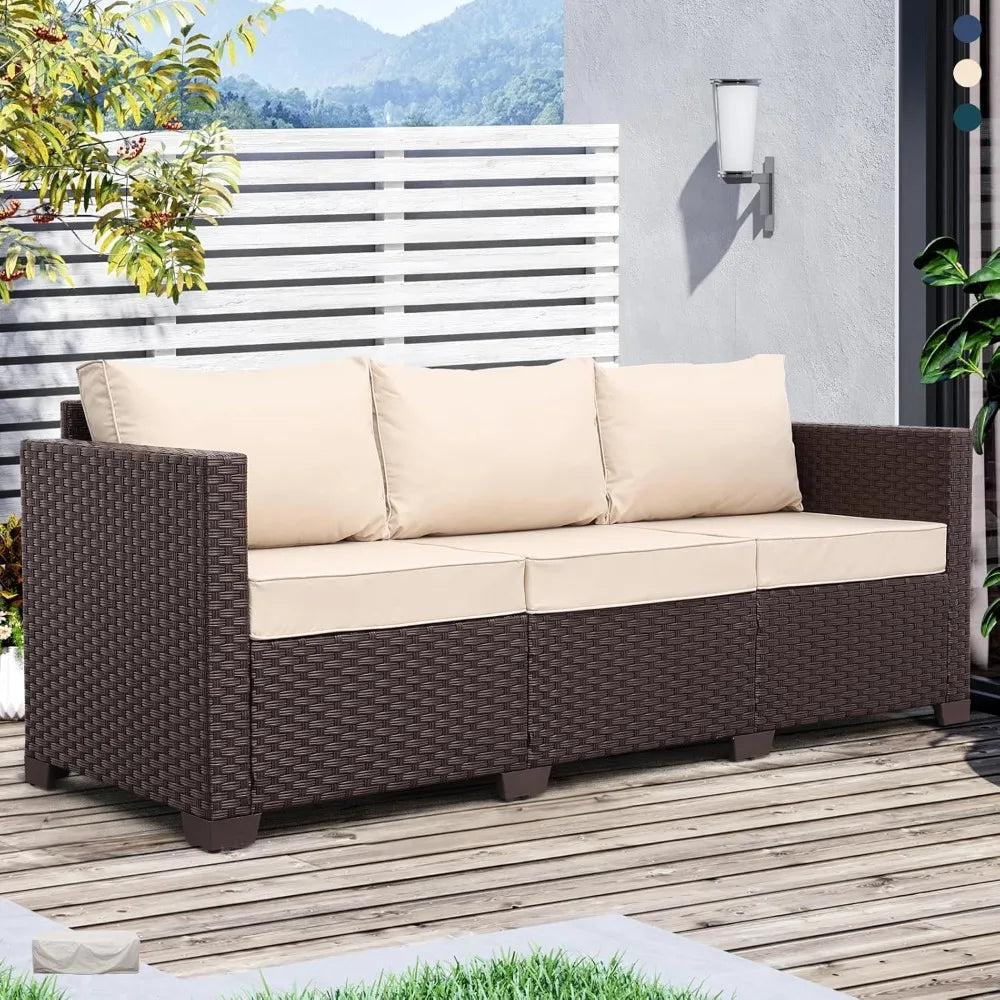 Patio Furniture 3-seat Sofa Wicker Outdoor Furniture