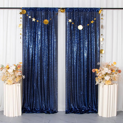 Navy Blue Sequin Backdrop, 1 Panels-4ft x 8ft, Plastic, Photography Background