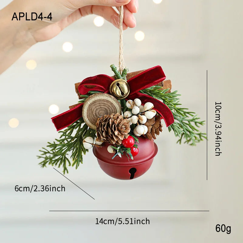 Christmas Bell Antlers Bow Pinecone Bell