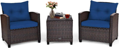 3pcs patio furniture set, rattan wicker