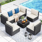 7 Pieces Patio Furniture Set, Sectional Sofa Couch with Table and Cushions for Porch