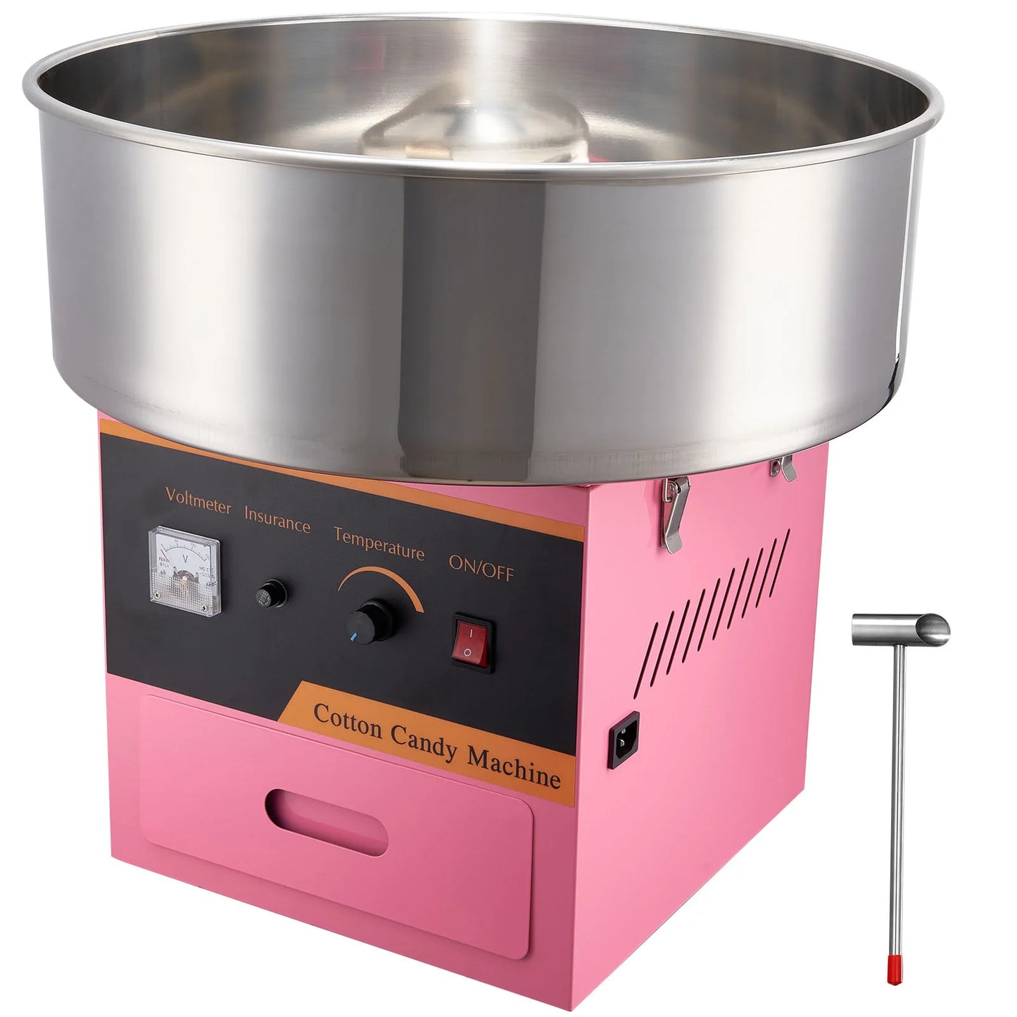Electric Cotton Candy Machine with Stainless Steel Bowl Sugar Scoop and Drawer
