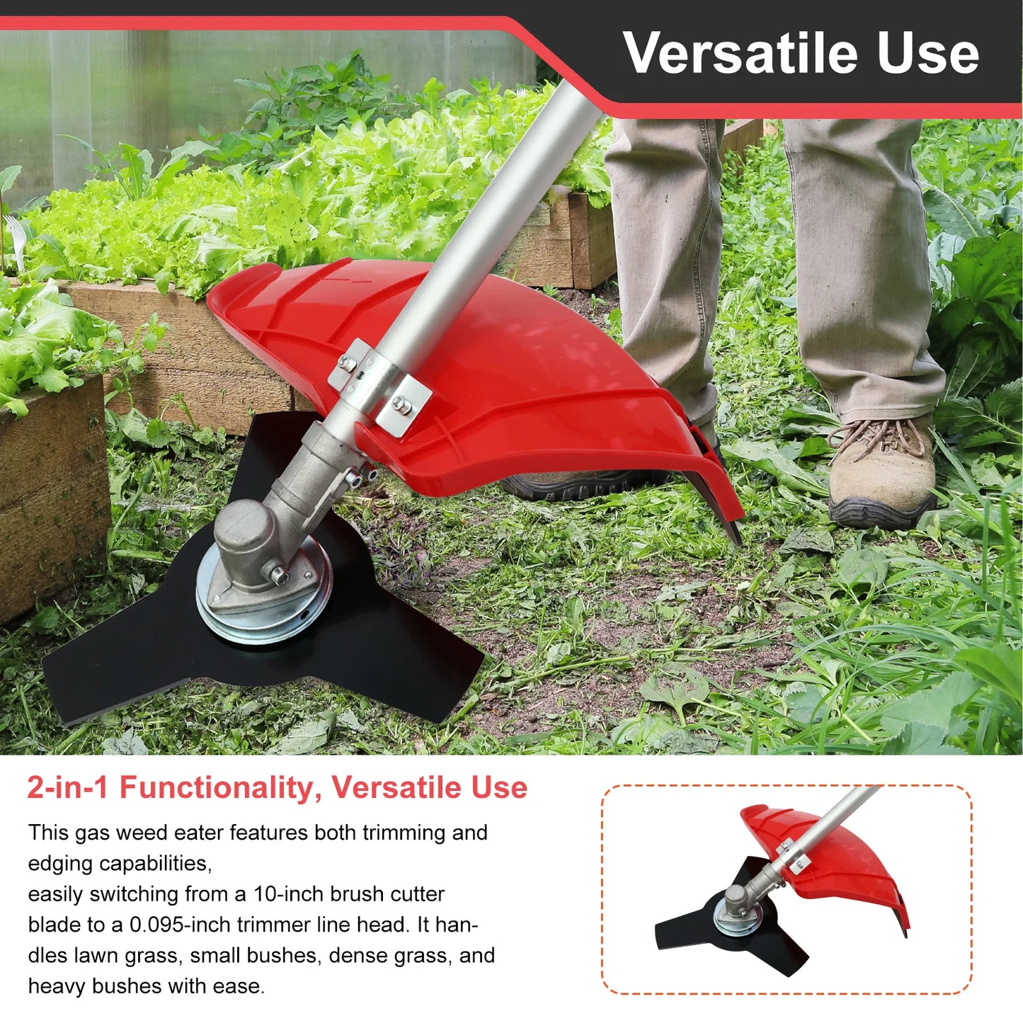 4-Stroke Gas Weed Eater 31cc 15lb 13 in Straight Shaft Trimmer