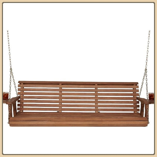6FT Porch Swing, 700LB Capacity, Cup Holders, Treated Pine, USA Made