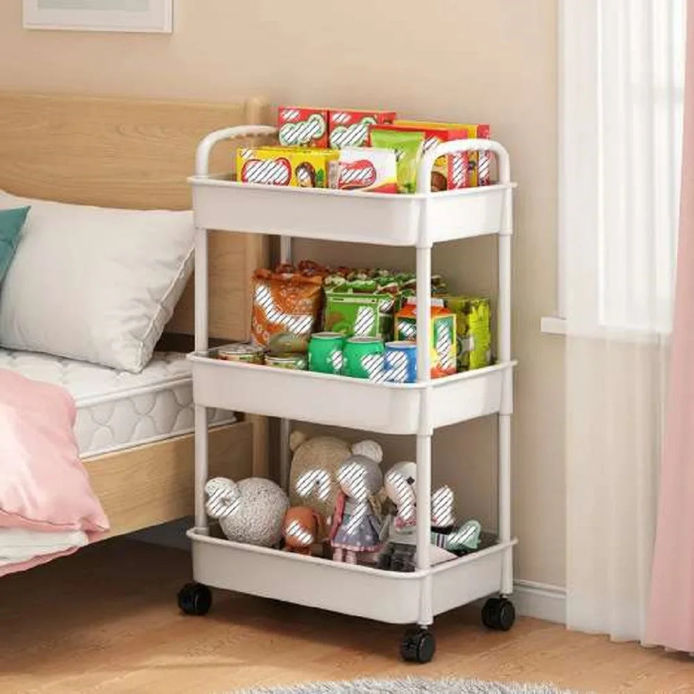 1pc 3/4-Tier Rolling Storage Cart, Plastic