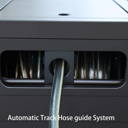 Metal Garden Hose Reel Deck box Cabinet, 150ft 5/8" Garden Hose Capacity.