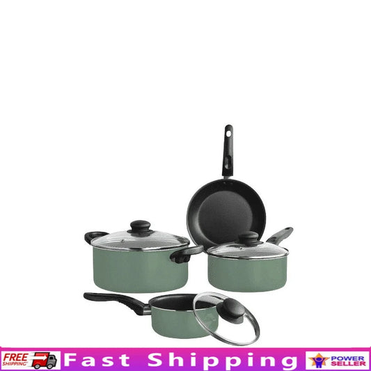 7 Piece Nonstick Cookware Set Lightweight Aluminum