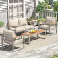 4 Pieces Outdoor Patio Furniture with Coffee Table Set