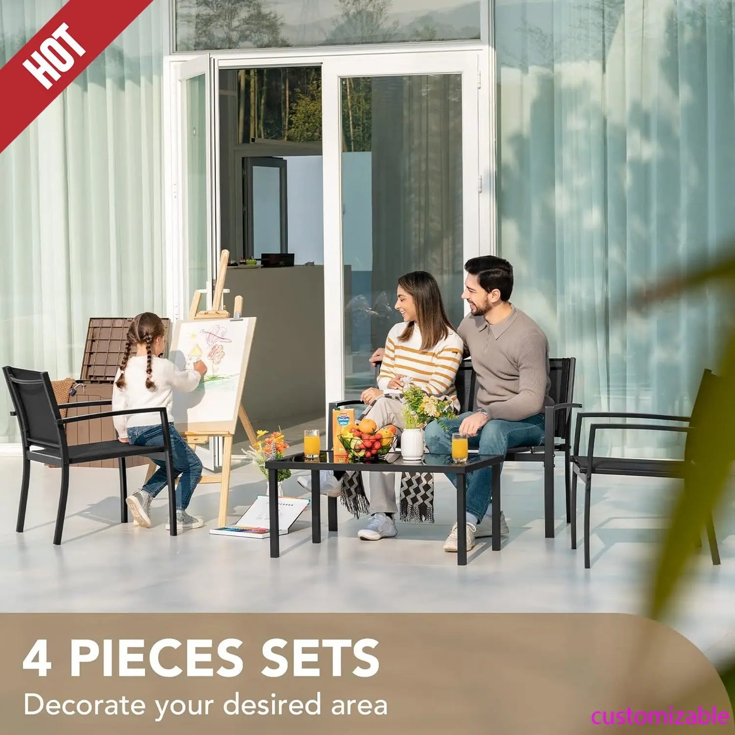 4 Pieces Outdoor Patio Furniture Set