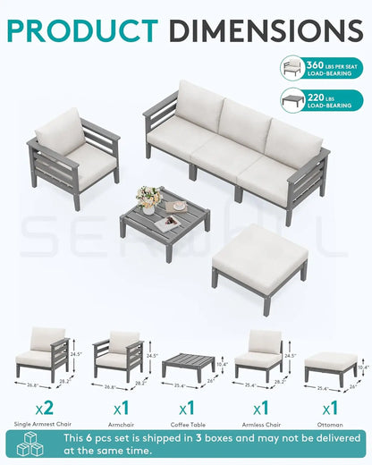 Patio Furniture Set, 6 Pieces Outdoor Sectional Sofa Set