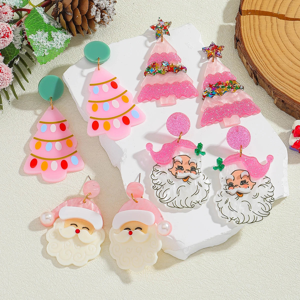 Acrylic Santa Drop Earrings