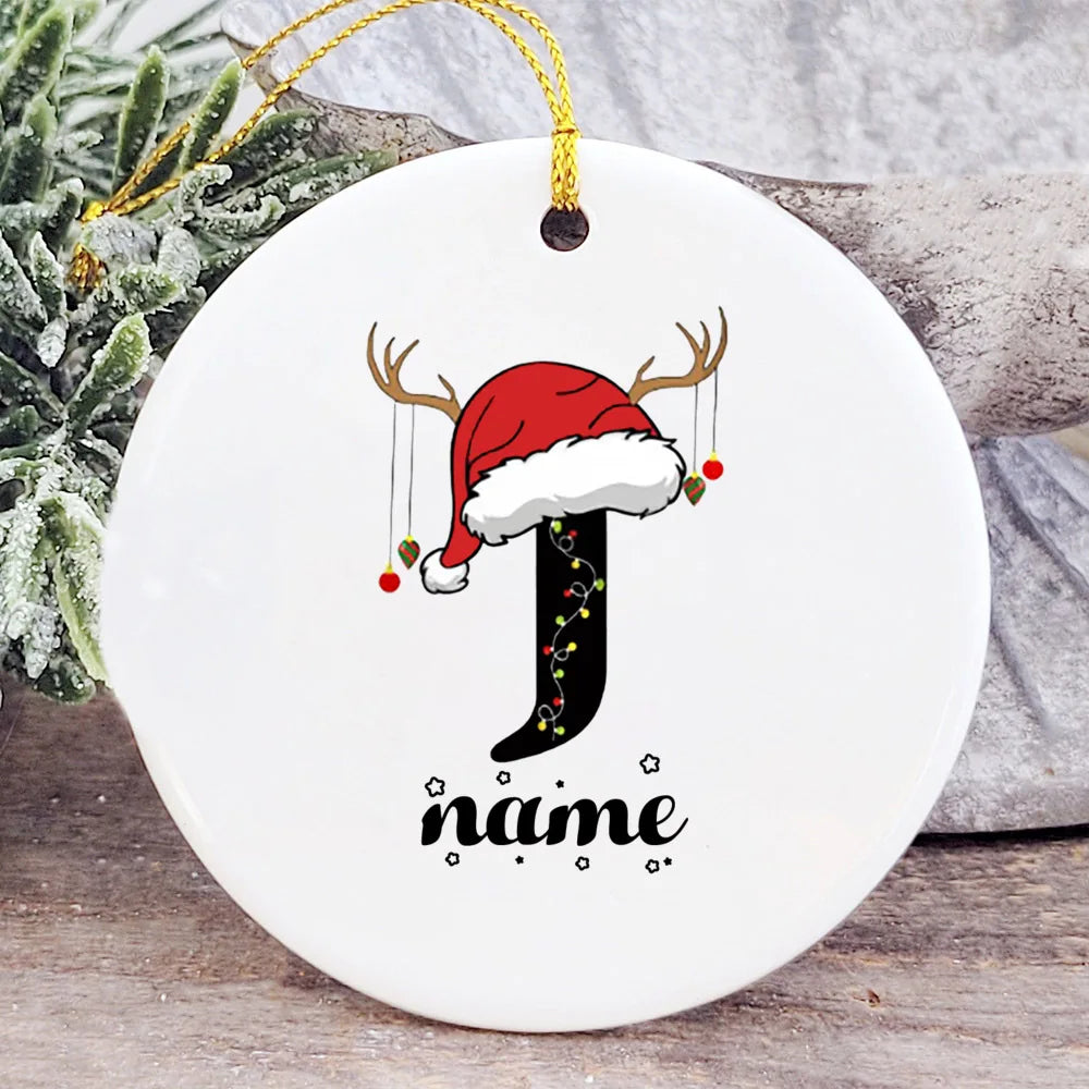 Baby's Christmas Ornament Personalized Initial with Name