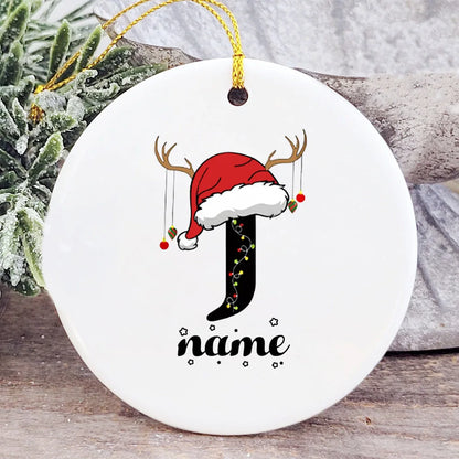 Baby's Christmas Ornament Personalized Initial with Name