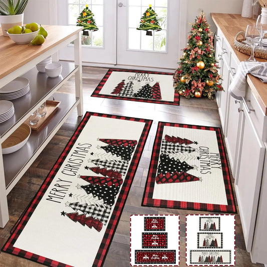 Christmas Kitchen Floor Mats, Plaid Pattern