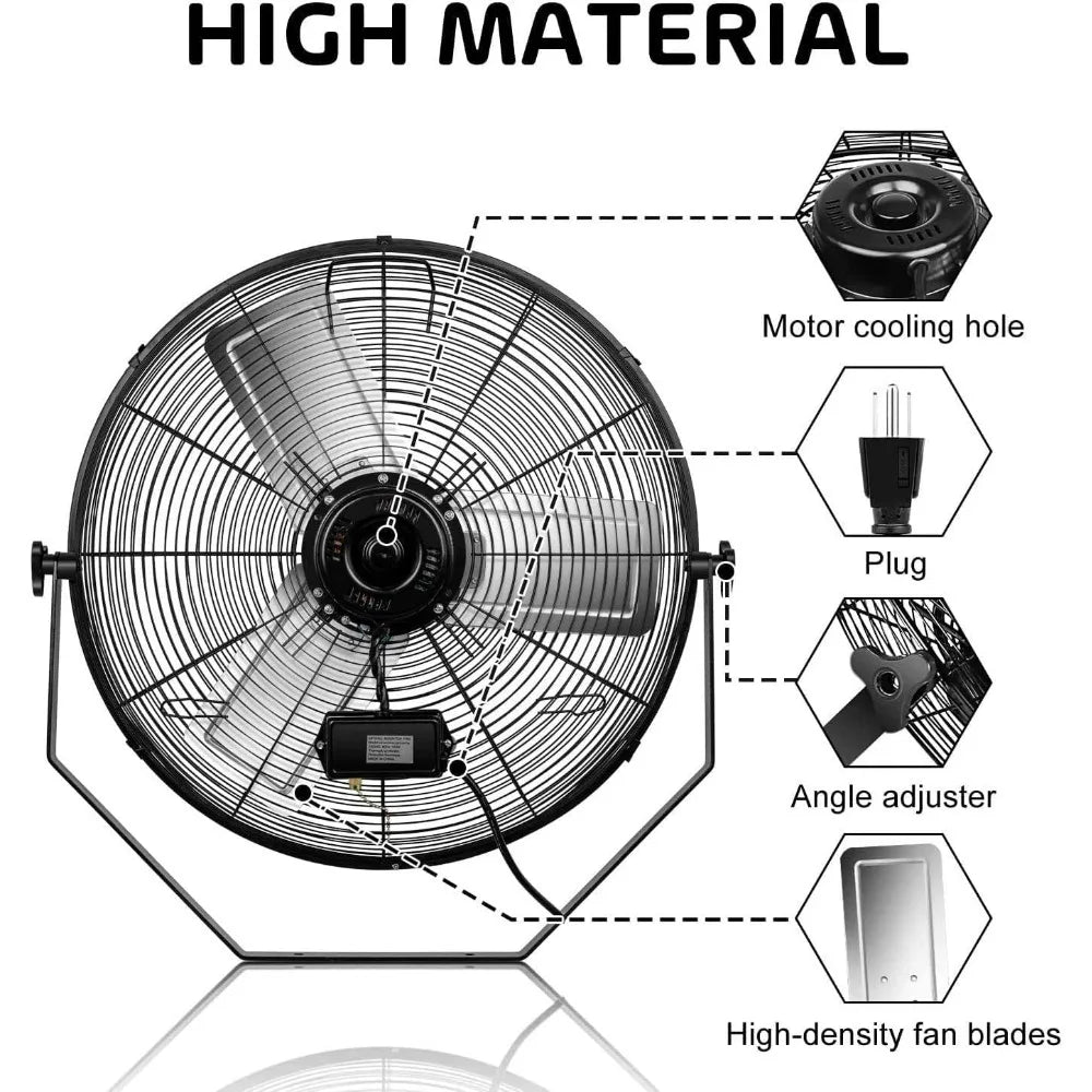 2025new-24 Inch Industrial Wall-Mounted 3-Speed Metal Fan