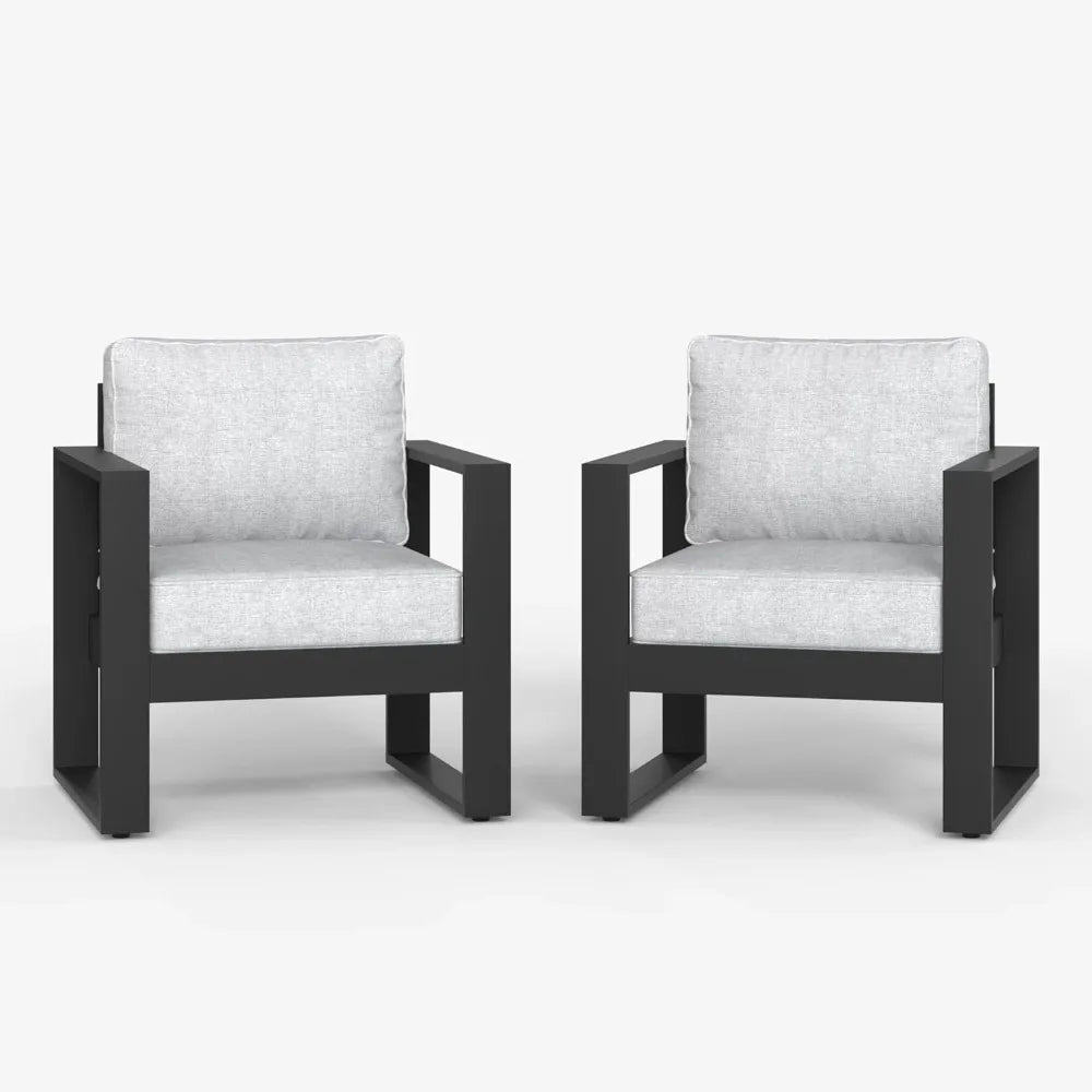 , Metal Modern Armchair Set of 2 with Washable Thick Cushions