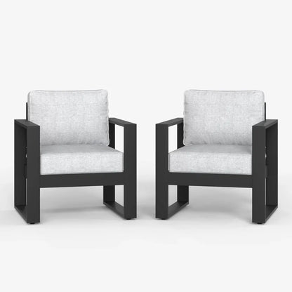 , Metal Modern Armchair Set of 2 with Washable Thick Cushions
