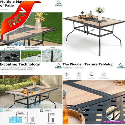 Rectangular Outdoor Patio Dining Table Set for 6