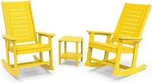Outdoor Rocking Chair Set | 3-Piece  2 Rocking Chairs with 1 Side Table