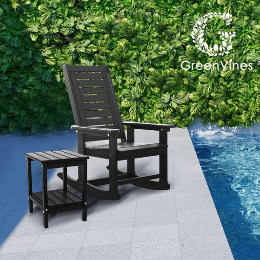 Outdoor Rocking Chair Set | 3-Piece  2 Rocking Chairs with 1 Side Table